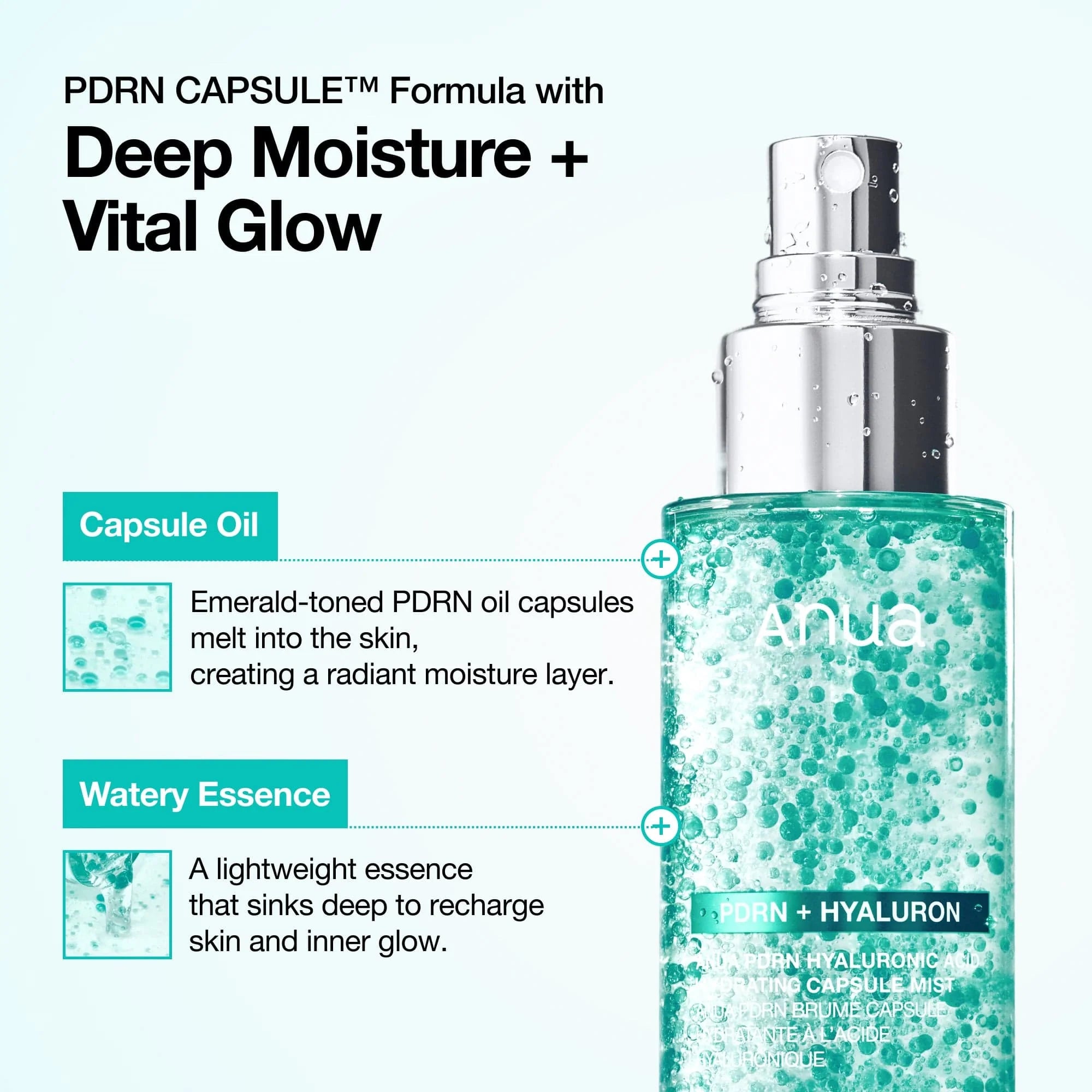 Mitrinošs sprejs Anua PDRN Hyaluronic Acid Hydrating Capsule Mist