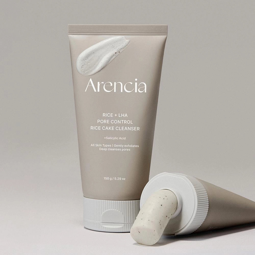 Porasattīrošas putas ar LHA un rīsu ekstraktu Arencia Rice + LHA Pore Control Rice Cake Cleanser