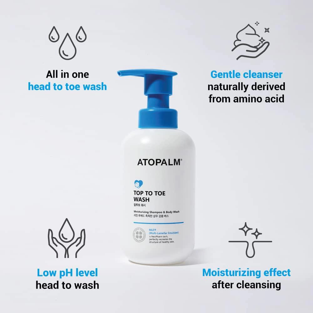 Maigs šampūns-gels mazuļu ķermenim un matiem Atopalm Top-To-Toe Wash
