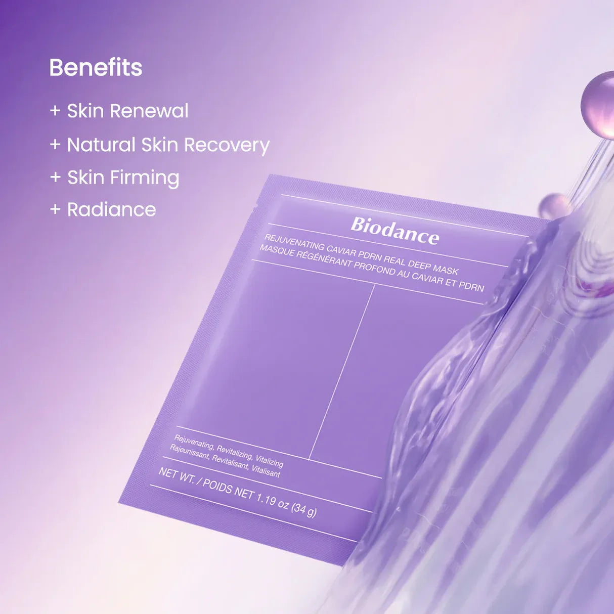 Nakts hidrogēla maska Biodance Rejuvenating Caviar PDRN Real Deep Mask