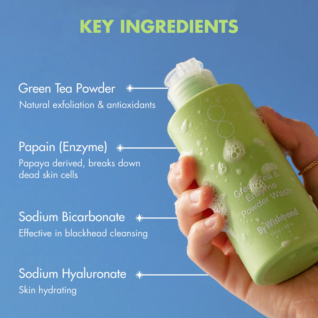 Enzīmu pūderis ar zaļo tēju maigai ādas attīrīšanai By Wishtrend Green Tea & Enzyme Powder Wash