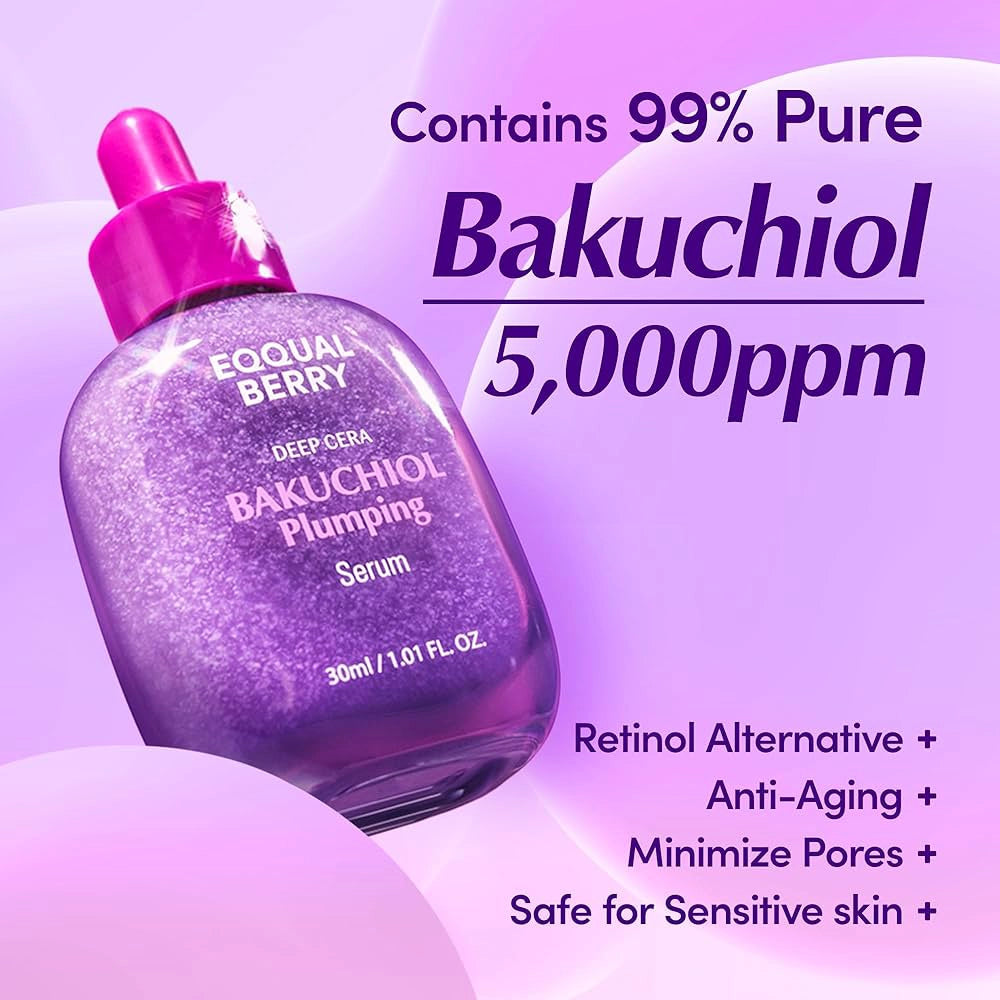 Pretnovecošanās serums ar bakučiolu un 13 peptīdiem EQQUALBERRY Bakuchiol Plumping Serum