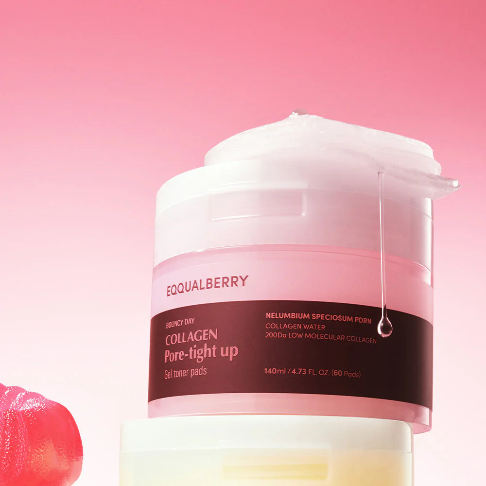 Kollageeniga geelpadjad pooride ahendamiseks EQQUALBERRY Collagen Pore-Tight Up Gel Toner Pads