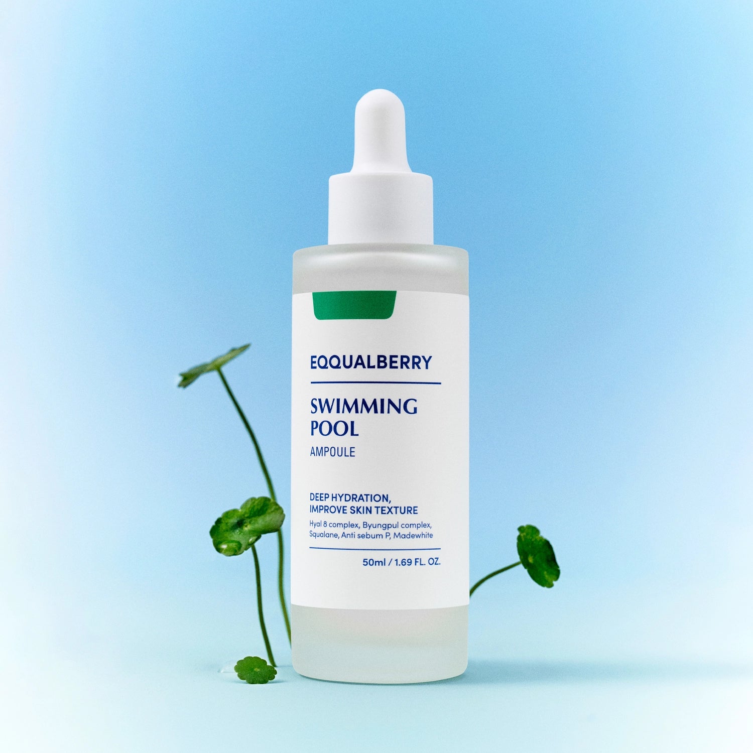 Dziļi mitrinoša un nomierinoša sejas ampula EQQUALBERRY Swimming Pool Ampoule