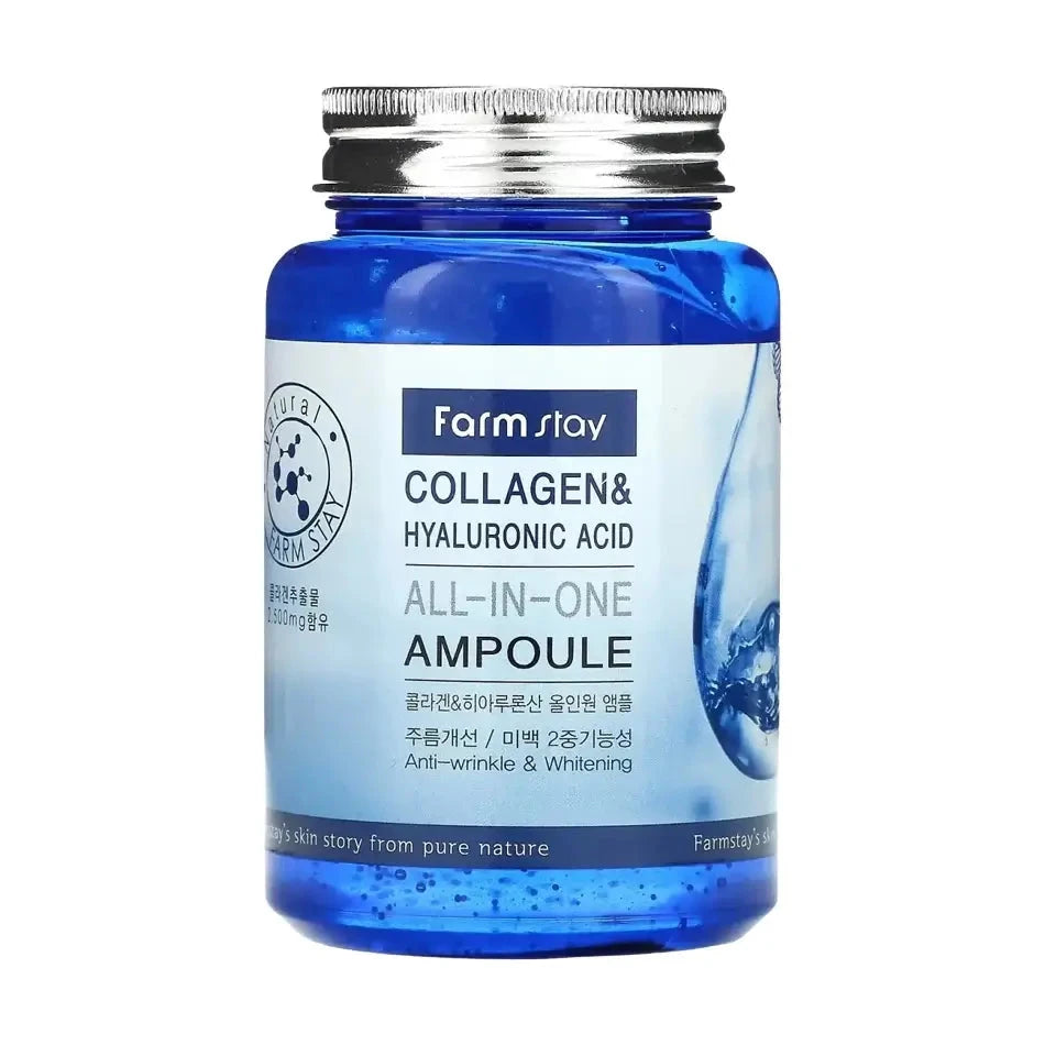Serums ar hialuronskābi un kolagēnu FarmStay All In One Collagen and Hyaluronic Ampoule