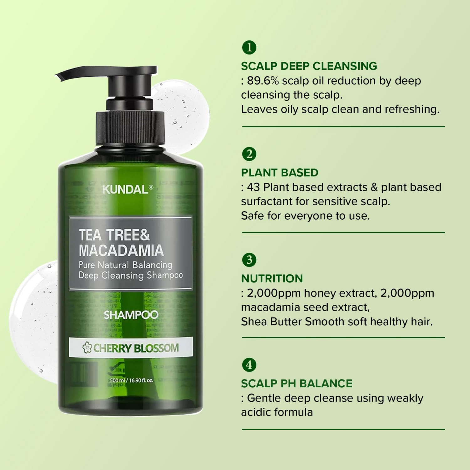 Dziļi attīrošs šampūns Kundal Tea Tree & Macadamia Deep Cleansing Shampoo Cherry Blossom