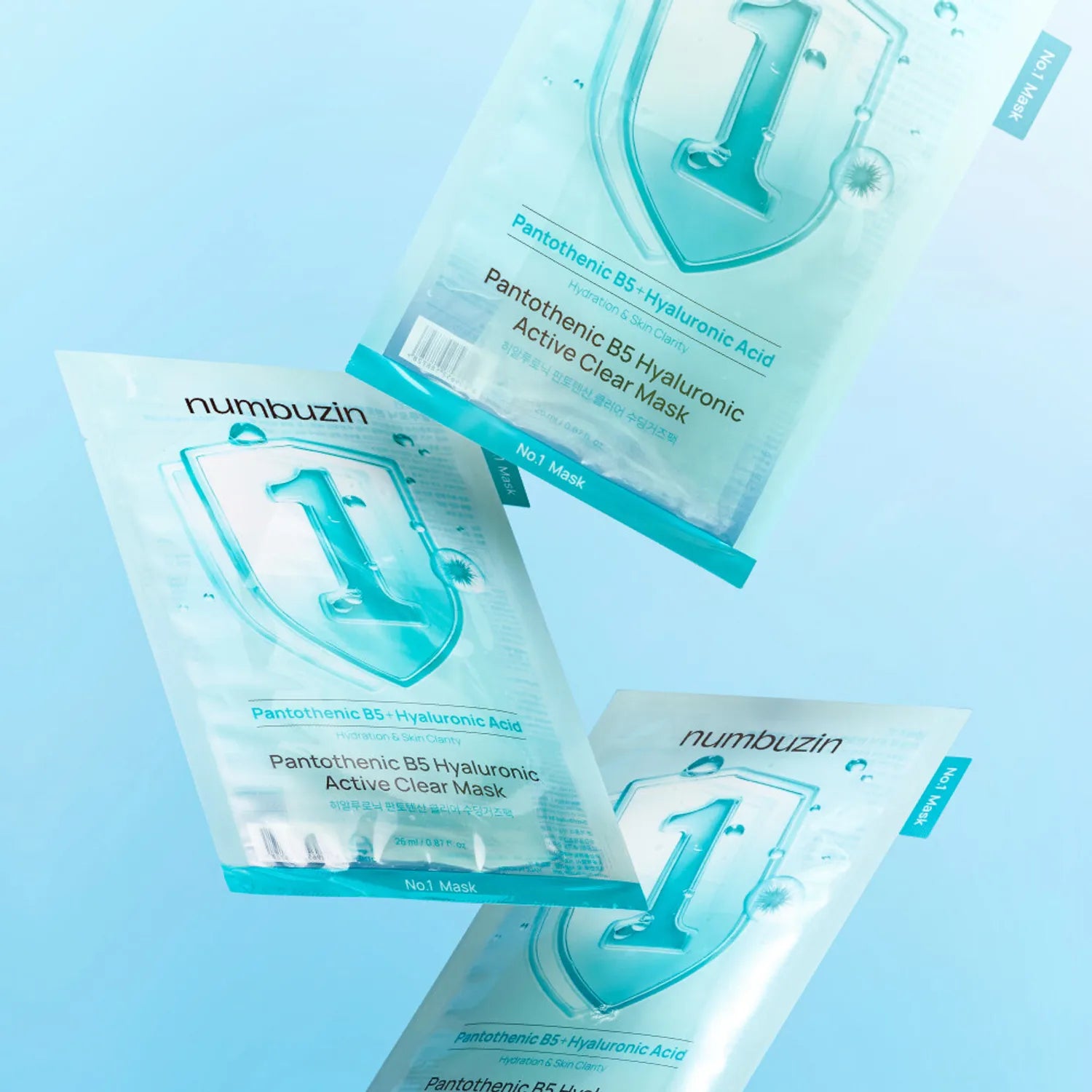 Mitrinoša lokšņu maska Numbuzin No.1 Pantothenic B5 Hyaluronic Active Clear Mask