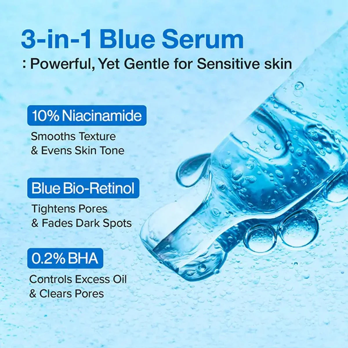 Serums poru samazināšanai Numbuzin No.3 Blue Bio-retinol Pore Refining Serum