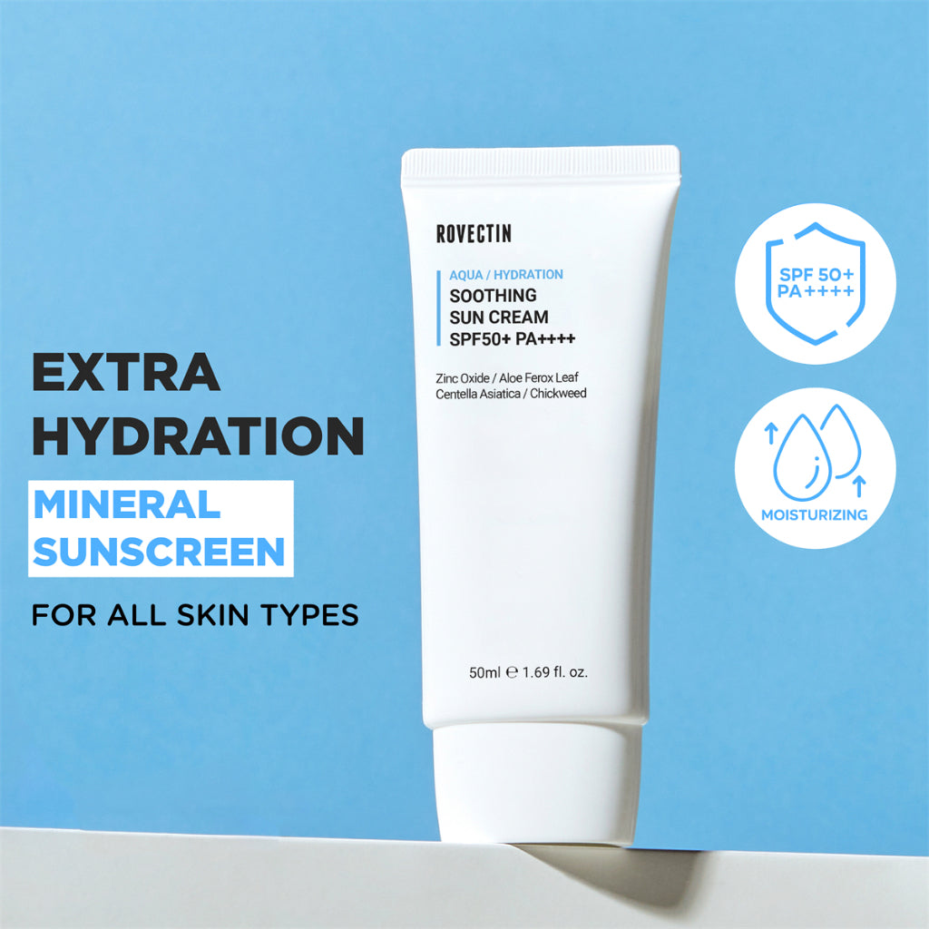 Minerāls saules aizsargkrēms ROVECTIN Aqua Soothing Sun Cream SPF50+ PA++++