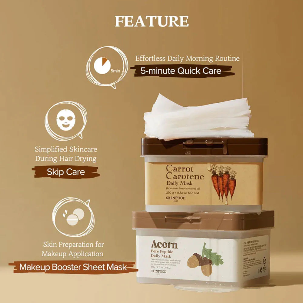 Lokšņu masku komplekts Skinfood Carrot Carotene Daily Mask