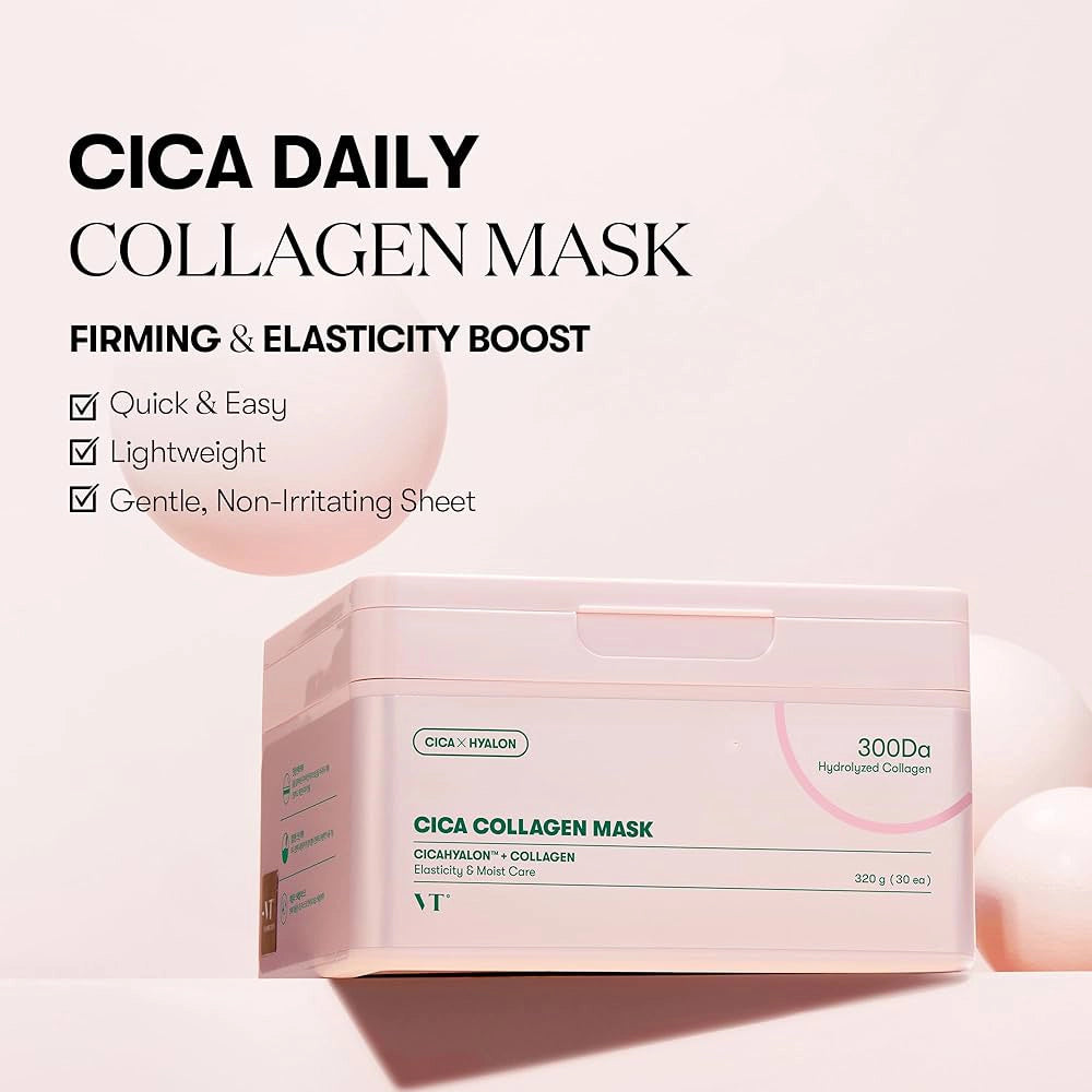 Kolagēna auduma masku komplekts ādas elastībai VT Cosmetics Cica Collagen Mask