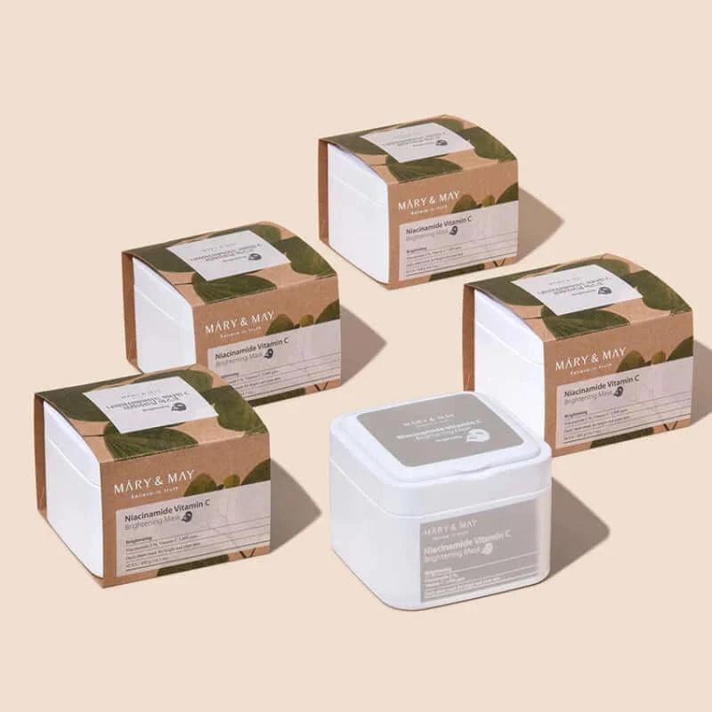 Balinošo masku komplekts ar niacinamīdu un C vitamīnu Mary&May Niacinamide Vitamin C Brightening Mask