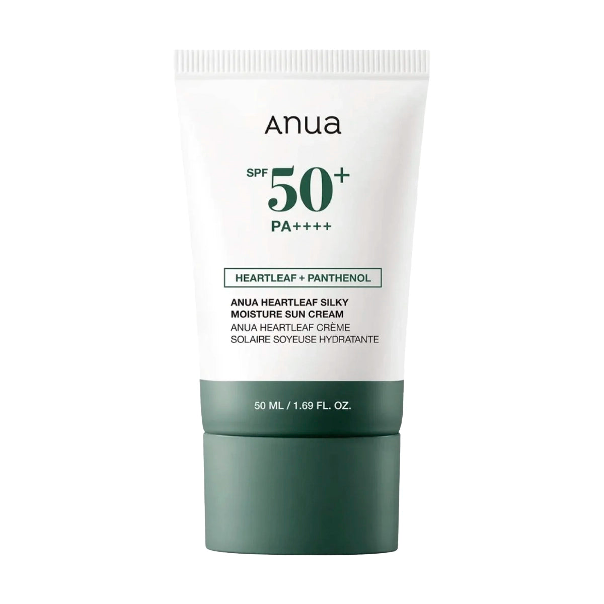 Nomierinošs saules aizsargkrēms ar houtūniju Anua Heartleaf Silky Moisture Sun Cream SPF50+PA++++