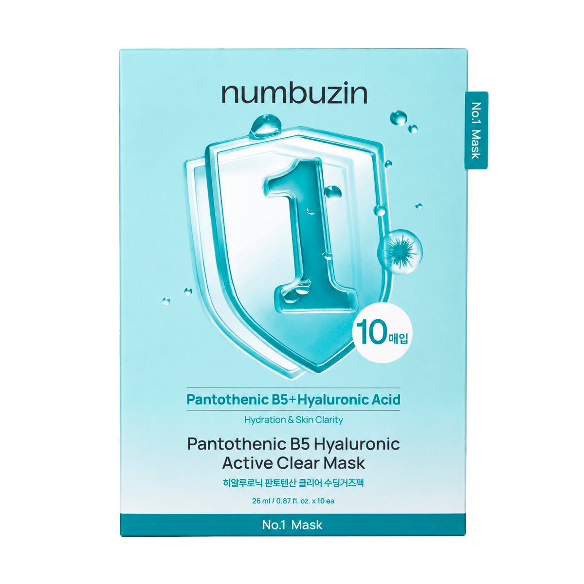 Mitrinoša lokšņu maska Numbuzin No.1 Pantothenic B5 Hyaluronic Active Clear Mask